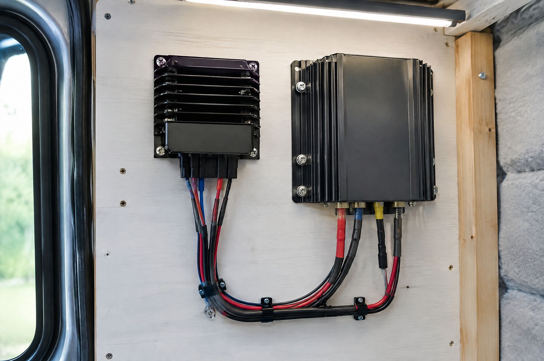 External regulator and DC-DC charger on the electrical panel