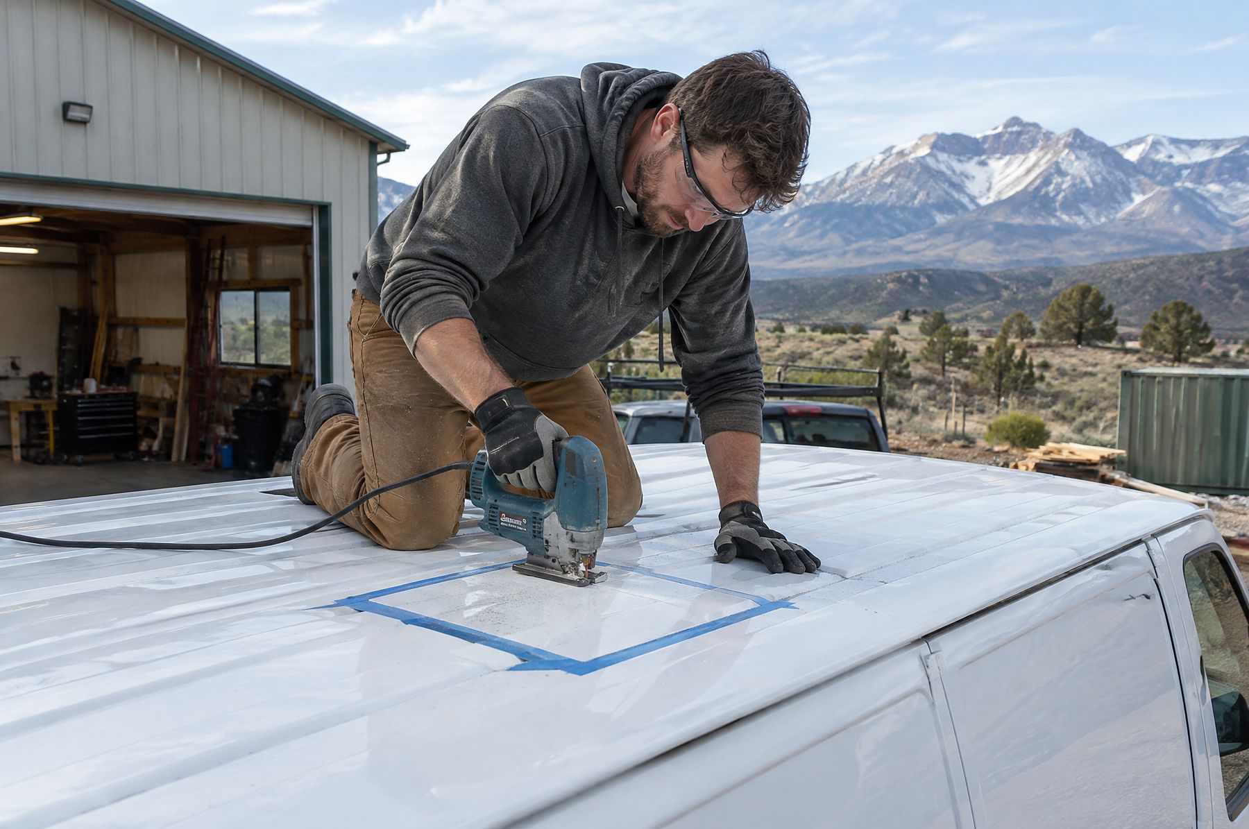Cutting the roof opening for a fan